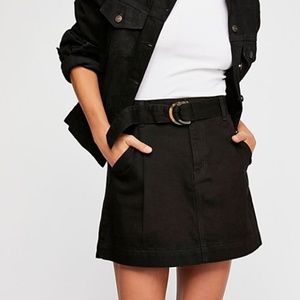 Free People Jade Belted Mini Skirt Black 27